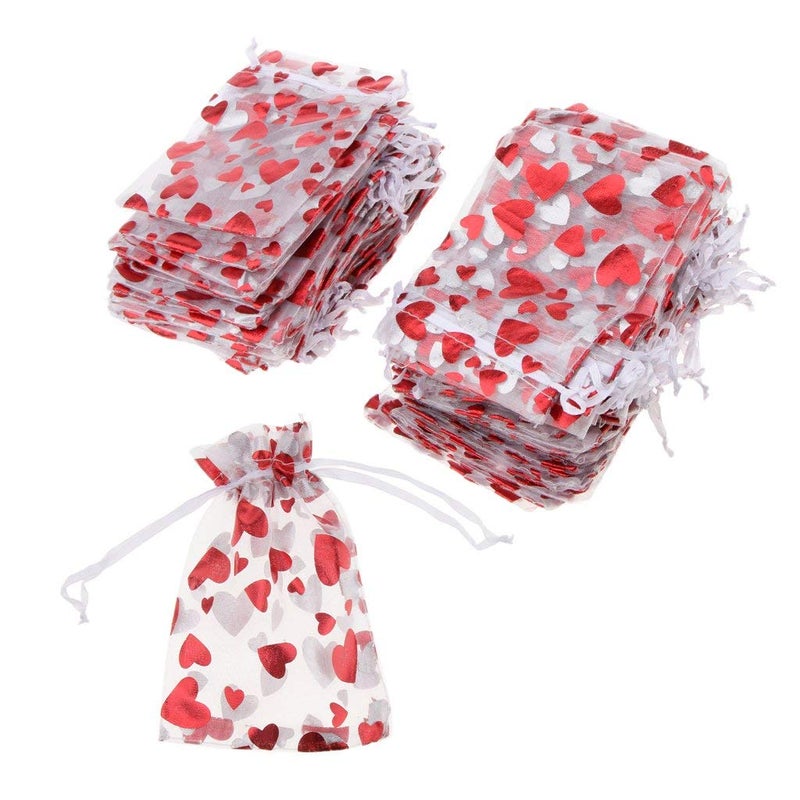 KODORIA 100pcs Love Heart Gift Bags Candy Bags Jewelry Packaging Wedding Gift Pouch Drawstring Bags for Valentine's Day Wedding Festival Party Supply - Image 4